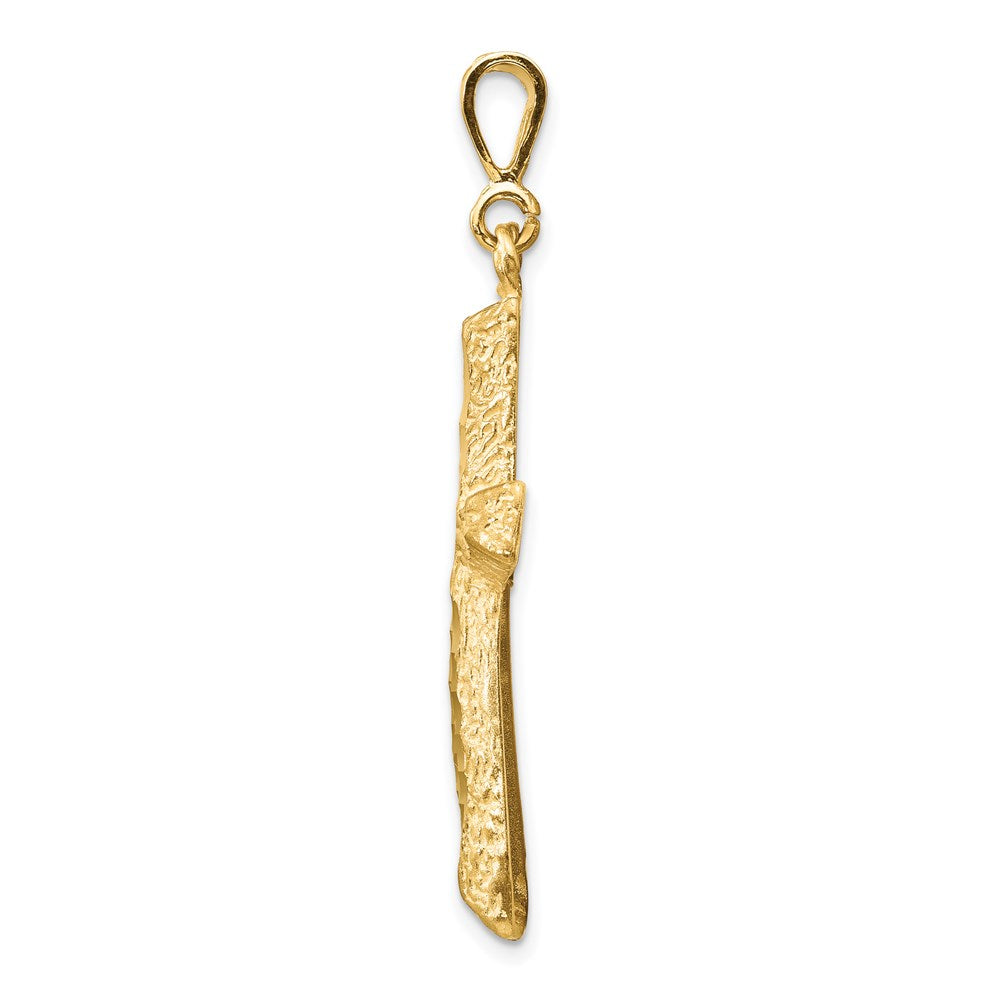 14K Yellow Gold Diamond-cut Cross Charm - Product Photo