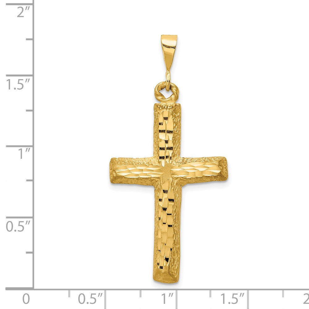 14K Yellow Gold Diamond-cut Cross Charm - Product Photo