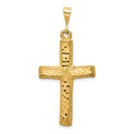 14K Yellow Gold Diamond-cut Cross Charm - Product Photo