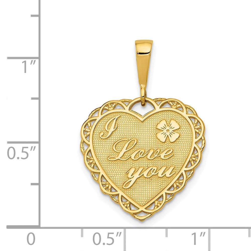 14k Reversible I LOVE YOU Heart Pendant - Product Photo