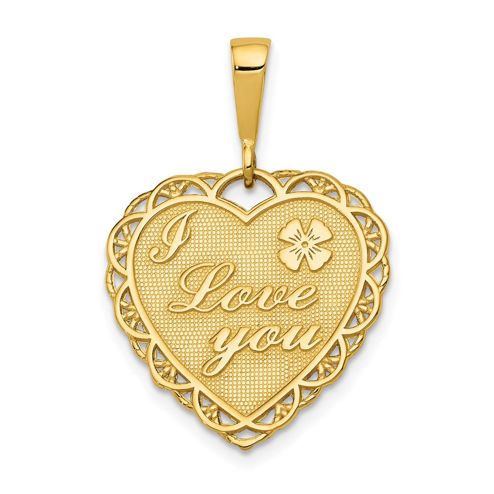 14k Reversible I LOVE YOU Heart Pendant - Product Photo