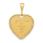 14k Reversible FOR MY DAUGHTER Heart Charm - Product Photo