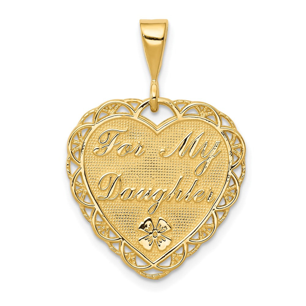 14k Reversible FOR MY DAUGHTER Heart Charm - Product Photo