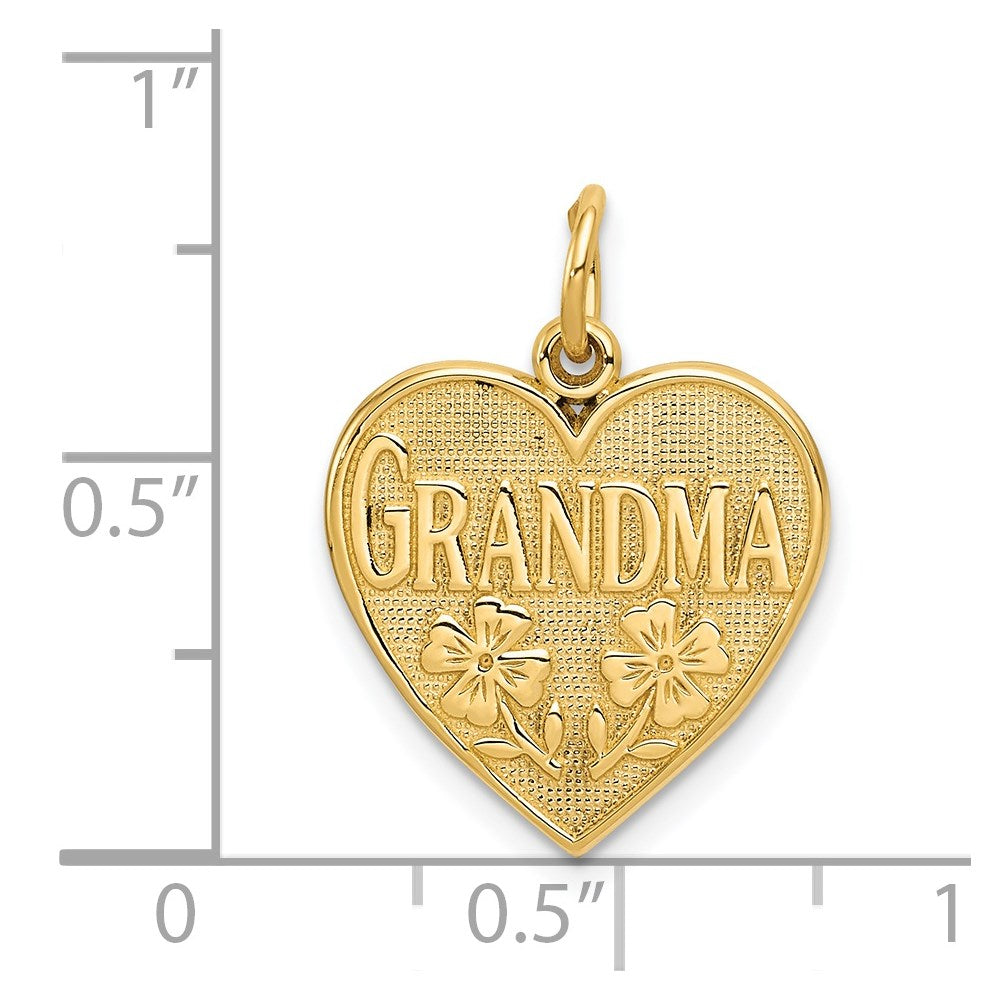 14K Yellow Gold GRANDMA Heart Charm - Product Photo