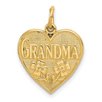 14K Yellow Gold GRANDMA Heart Charm - Product Photo