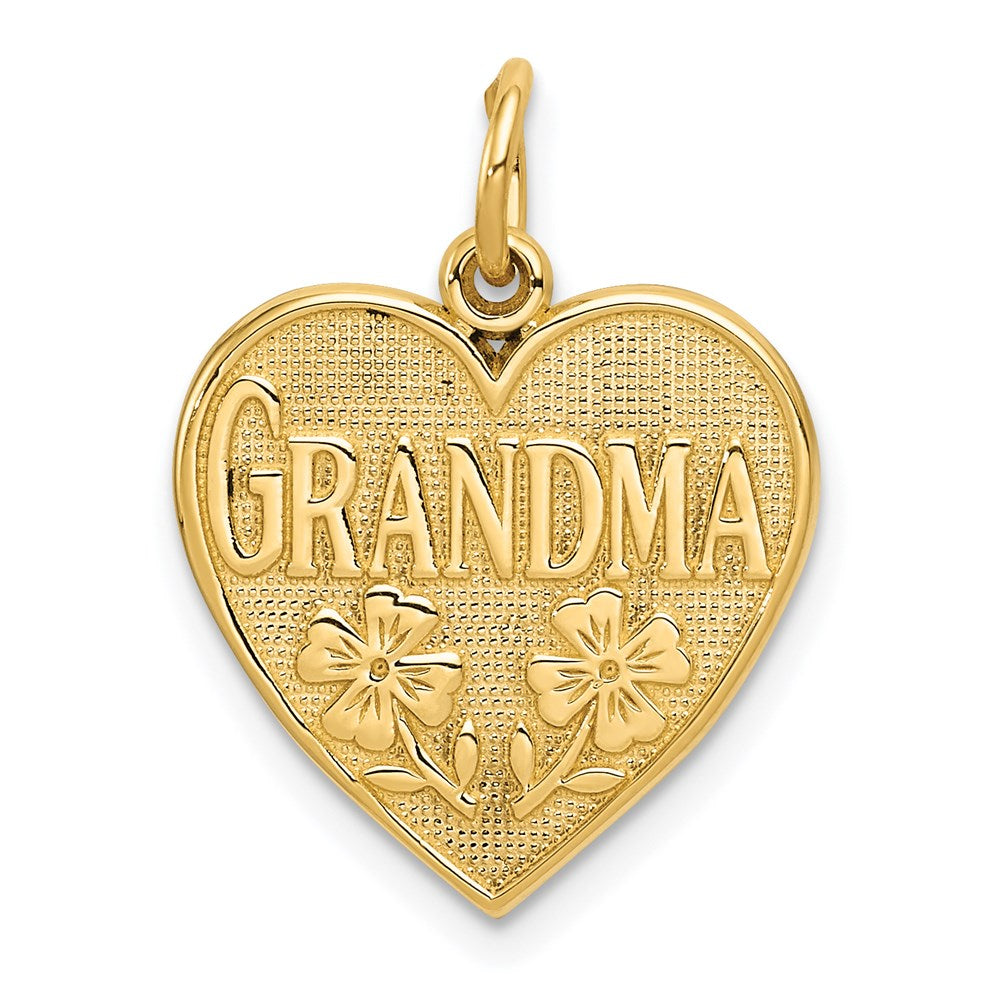 14K Yellow Gold GRANDMA Heart Charm - Product Photo