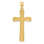 14K Yellow Gold Satin and Diamond -Cut Cross Pendant - Product Photo
