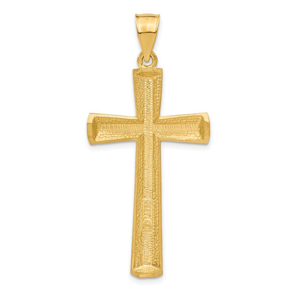 14K Yellow Gold Satin and Diamond -Cut Cross Pendant - Product Photo