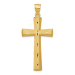 14K Yellow Gold Satin and Diamond -Cut Cross Pendant - Product Photo