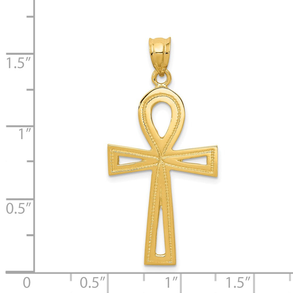 14K Yellow Gold Ankh Cross Charm - Product Photo