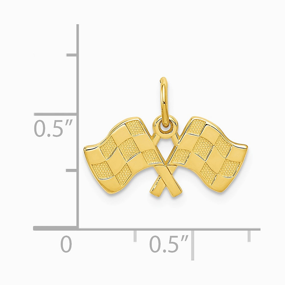 10K / 14K Yellow Gold Racing Flags Charm - Product Photo