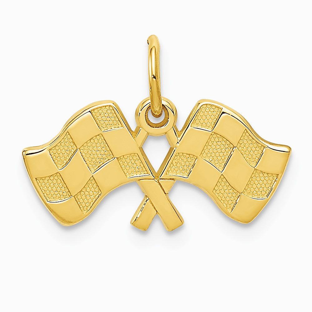 10K / 14K Yellow Gold Racing Flags Charm - Product Photo