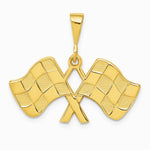 10K / 14K Yellow Gold Racing Flags Pendant - Product Photo