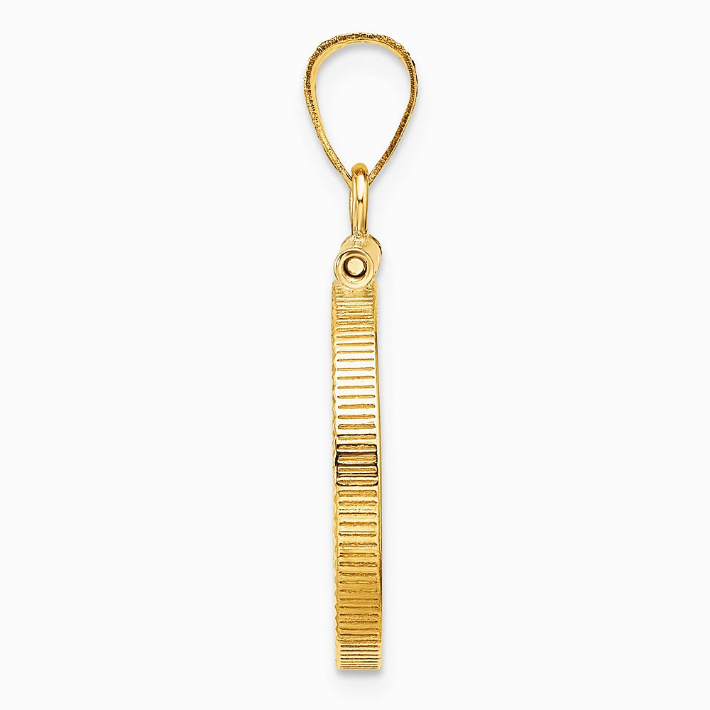 14K Yellow Gold Diamond-cut 16.5mm x 1.35mm Screw Top Coin Bezel Pendant - Product Photo