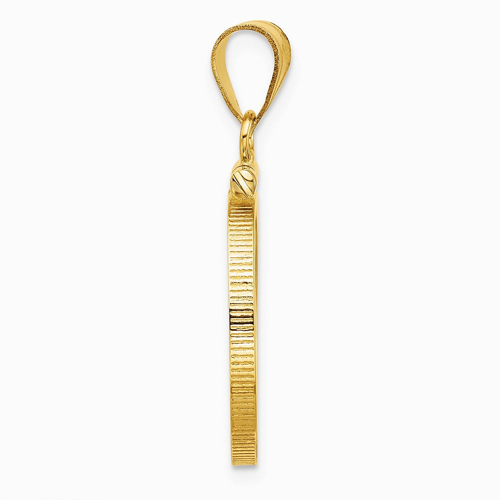 14K Yellow Gold Polished 17.8mm x 1.35mm Screw Top Coin Bezel Pendant - Product Photo