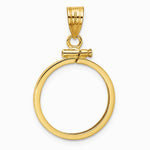 14K Yellow Gold Polished 17.8mm x 1.35mm Screw Top Coin Bezel Pendant - Product Photo