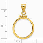 14K Yellow Gold Polished 17.8mm x 1.35mm Screw Top Coin Bezel Pendant - Product Photo