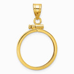 14K Yellow Gold Polished 17.8mm x 1.35mm Screw Top Coin Bezel Pendant - Product Photo