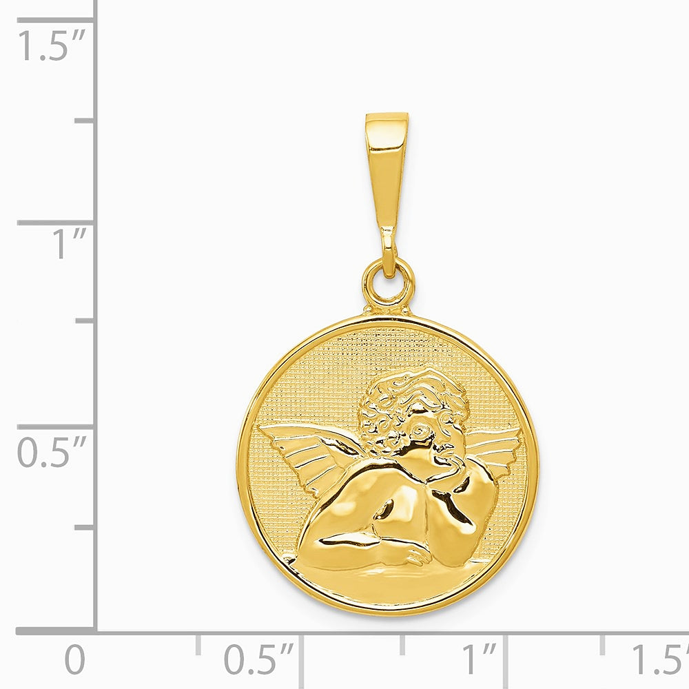 14K Yellow Gold Polished and Satin Angel Pendant - Product Photo