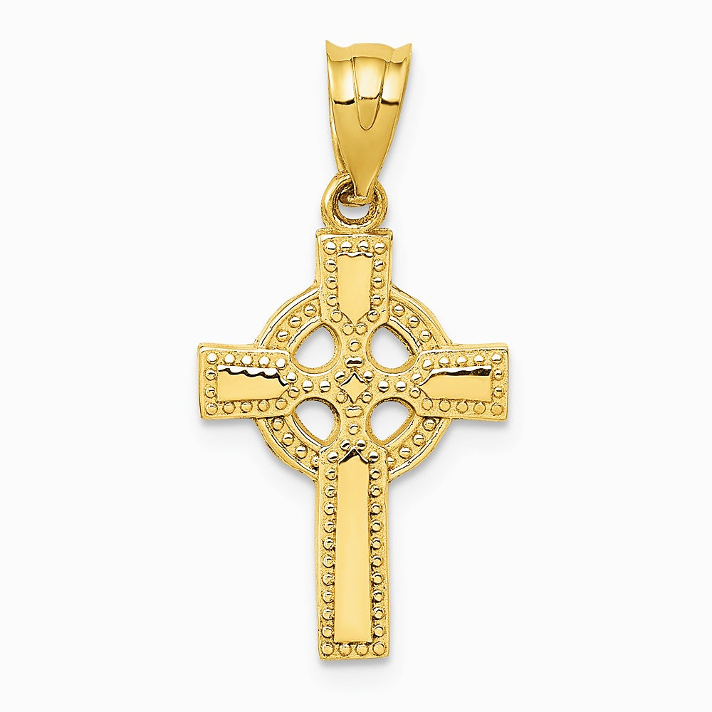 14K Yellow Gold Celtic Cross Pendant - Product Photo