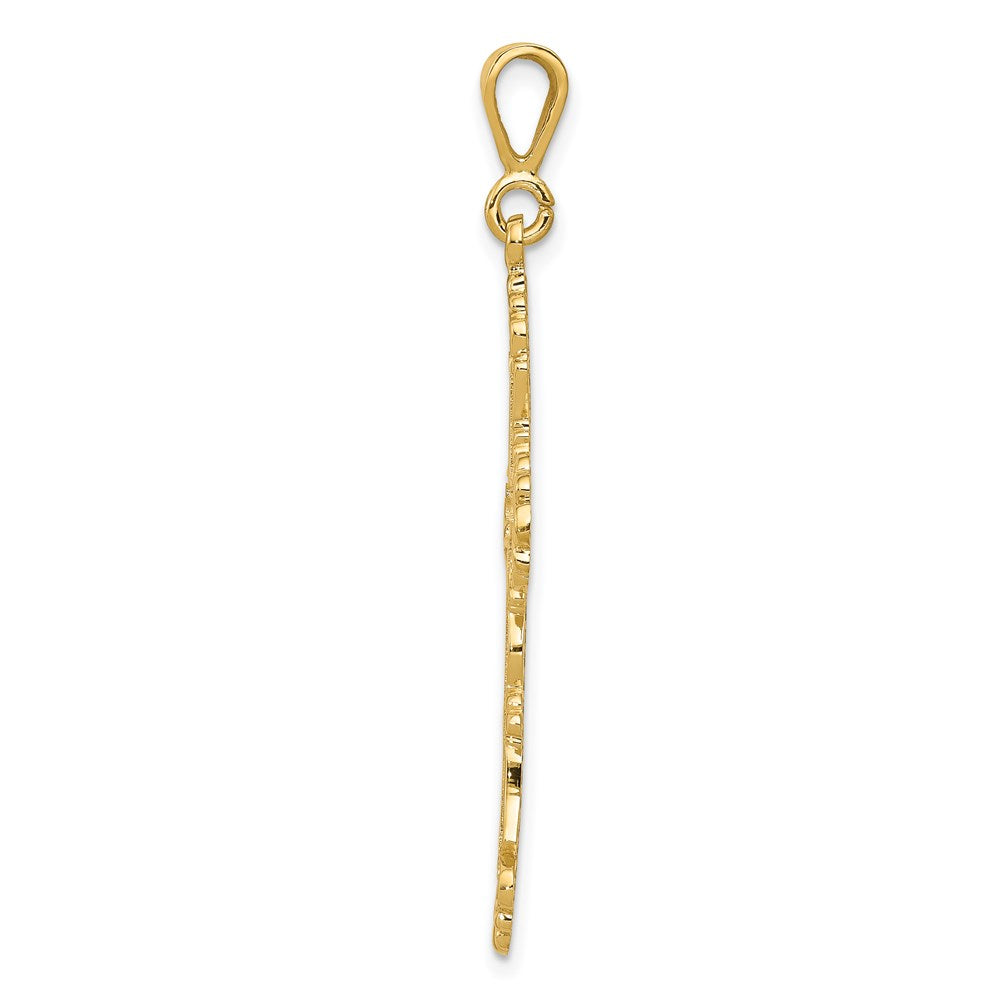 14K Yellow Gold Fleur De Lis Cross Pendant - Product Photo