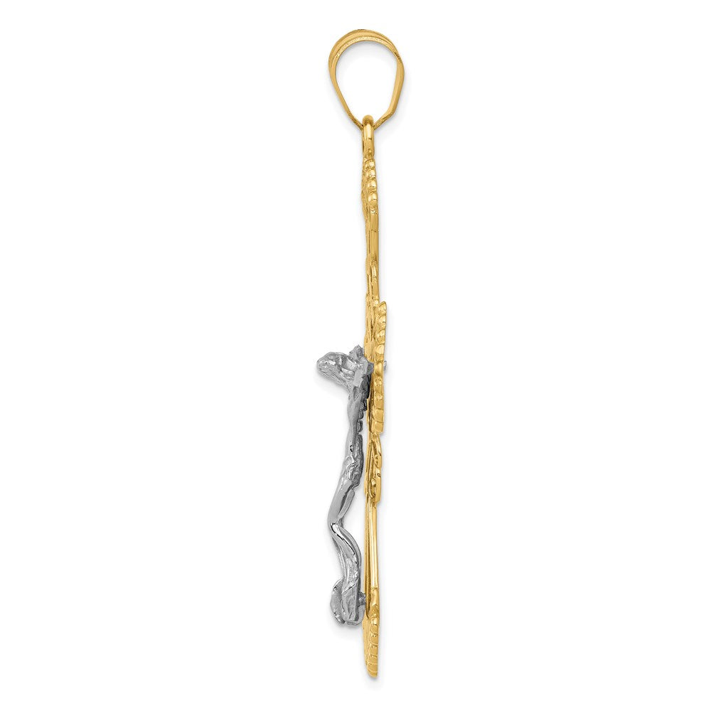 14k Two-tone Diamond-cut Crucifix Pendant - Product Photo