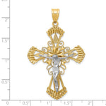 14k Two-tone Diamond-cut Crucifix Pendant - Product Photo