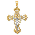 14k Two-tone Diamond-cut Crucifix Pendant - Product Photo