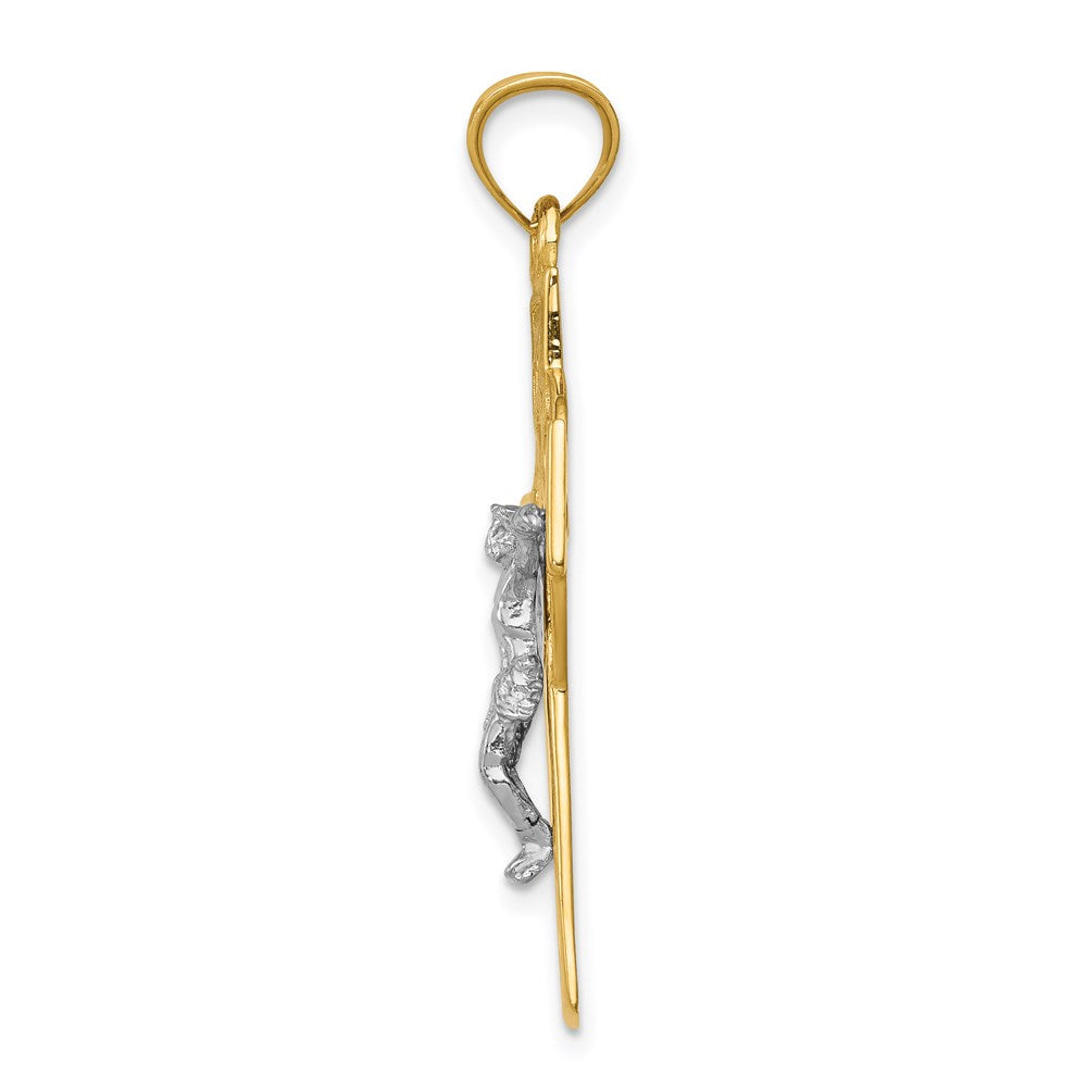 14k Two-tone INRI Celtic Crucifix Pendant - Product Photo