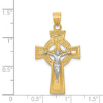 14k Two-tone INRI Celtic Crucifix Pendant - Product Photo