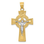 14k Two-tone INRI Celtic Crucifix Pendant - Product Photo