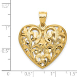 14K Yellow Gold Polished Diamond-cut Filigree 3-D Heart Pendant - Product Photo