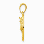 10K / 14K Yellow Gold Solid Polished Horse Head in Horseshoe Pendant - Product Photo