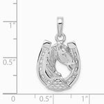 14K White Gold Solid Polished Horse Head in Horseshoe Pendant - Product Photo