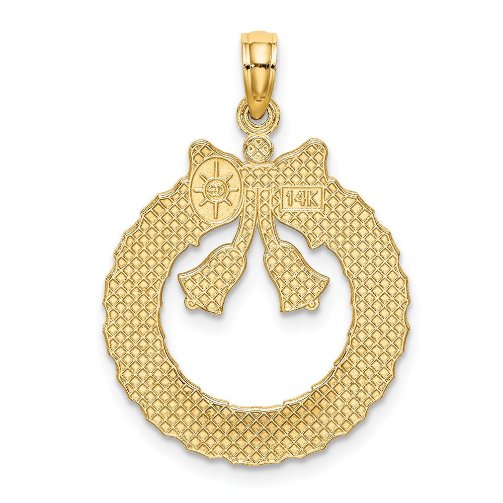 14k Satin/Polished Christmas Wreath Charm - Product Photo