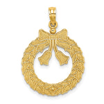 14k Satin/Polished Christmas Wreath Charm - Product Photo