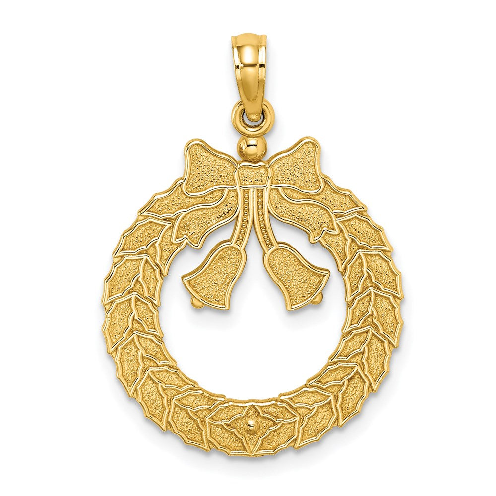 14k Satin/Polished Christmas Wreath Charm - Product Photo