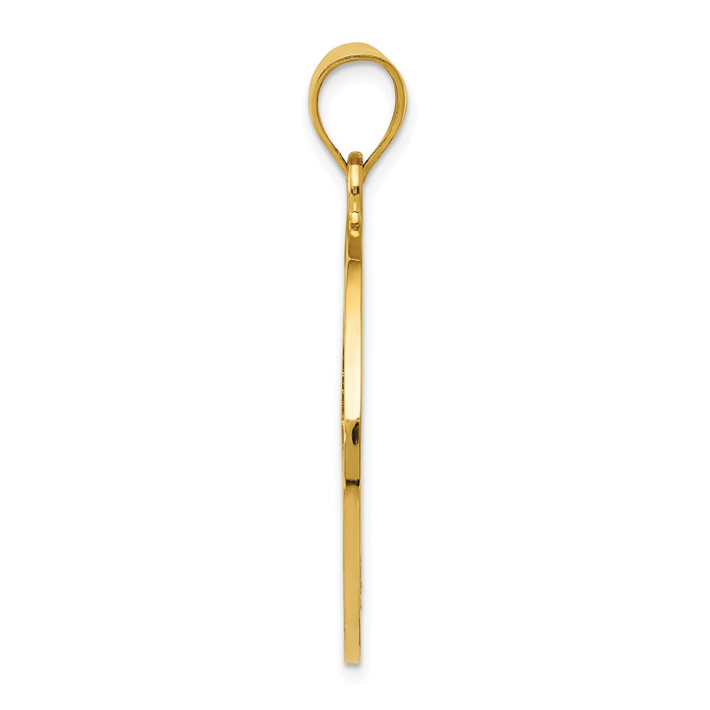 14K Yellow Gold Solid Polished Peace Sign Pendant - Product Photo