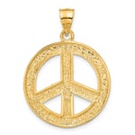14K Yellow Gold Solid Polished Peace Sign Pendant - Product Photo