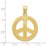 14K Yellow Gold Solid Polished Peace Sign Pendant - Product Photo