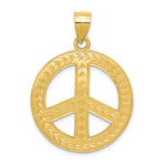 14K Yellow Gold Solid Polished Peace Sign Pendant - Product Photo
