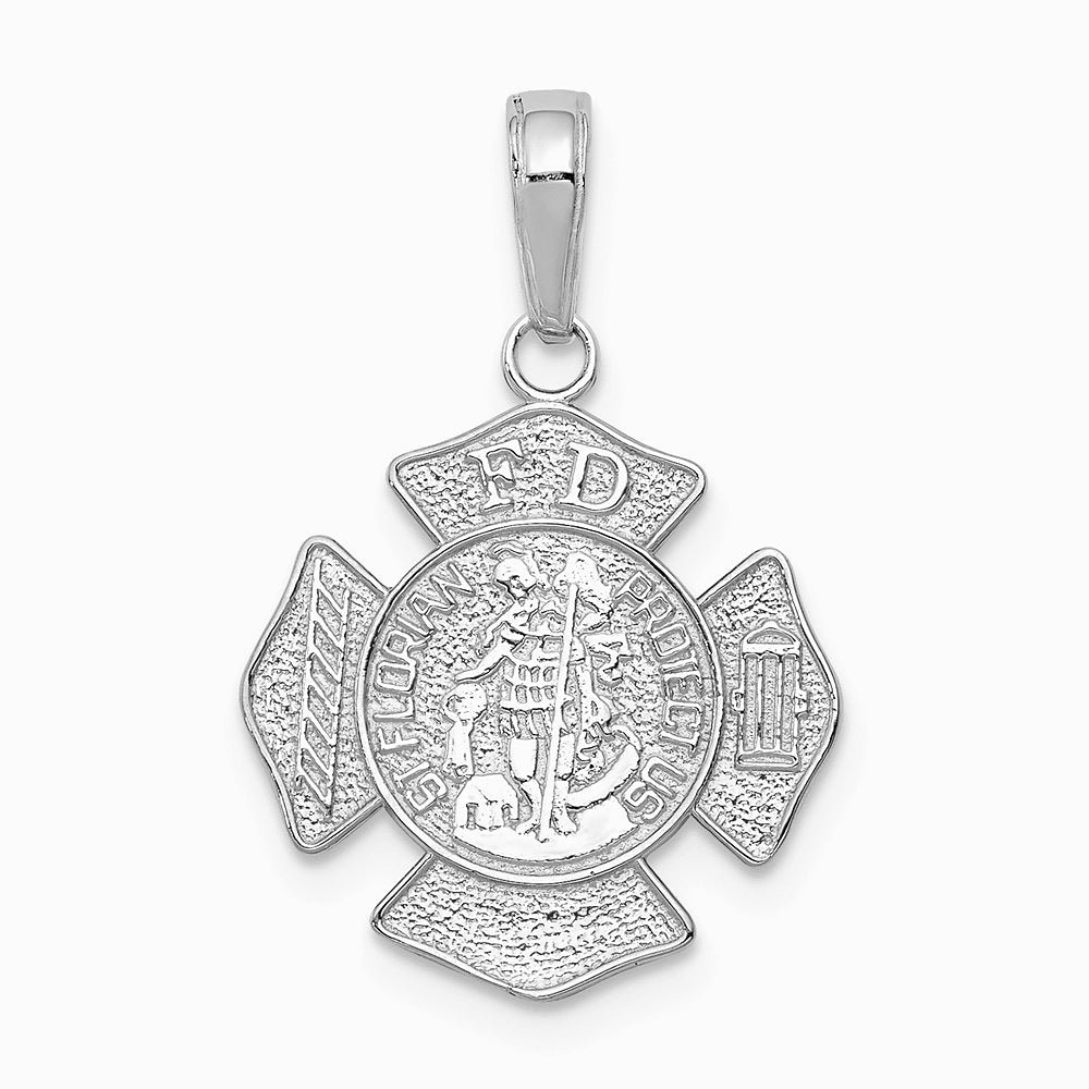 14K White Gold Small St. Florian Badge Pendant