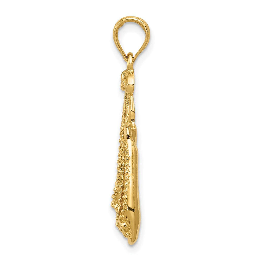 14K Solid Satin Polished Ballet Slippers Pendant - Product Photo
