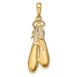 14K Solid Satin Polished Ballet Slippers Pendant - Product Photo