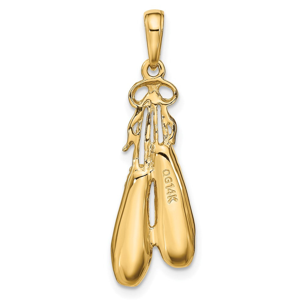 14K Solid Satin Polished Ballet Slippers Pendant - Product Photo
