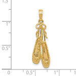 14K Solid Satin Polished Ballet Slippers Pendant - Product Photo