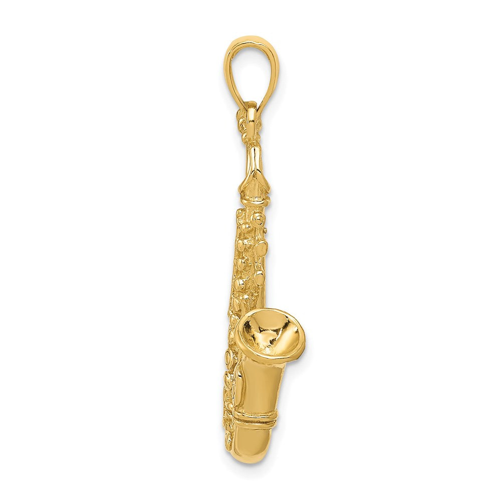 14k Solid Polished 3-D Saxophone Pendant - Product Photo
