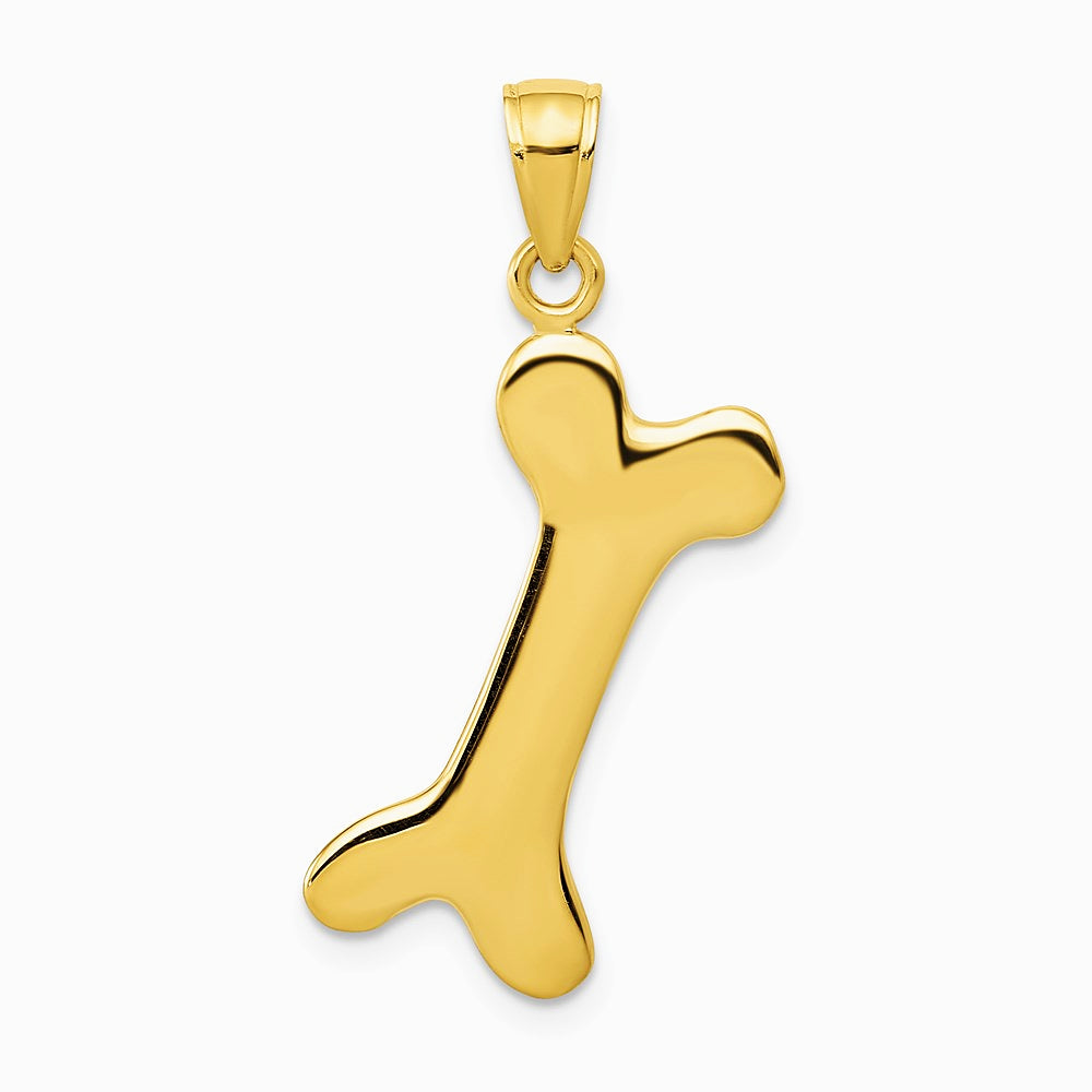 10K / 14K Yellow Gold 3-D Dog Bone Pendant - Product Photo