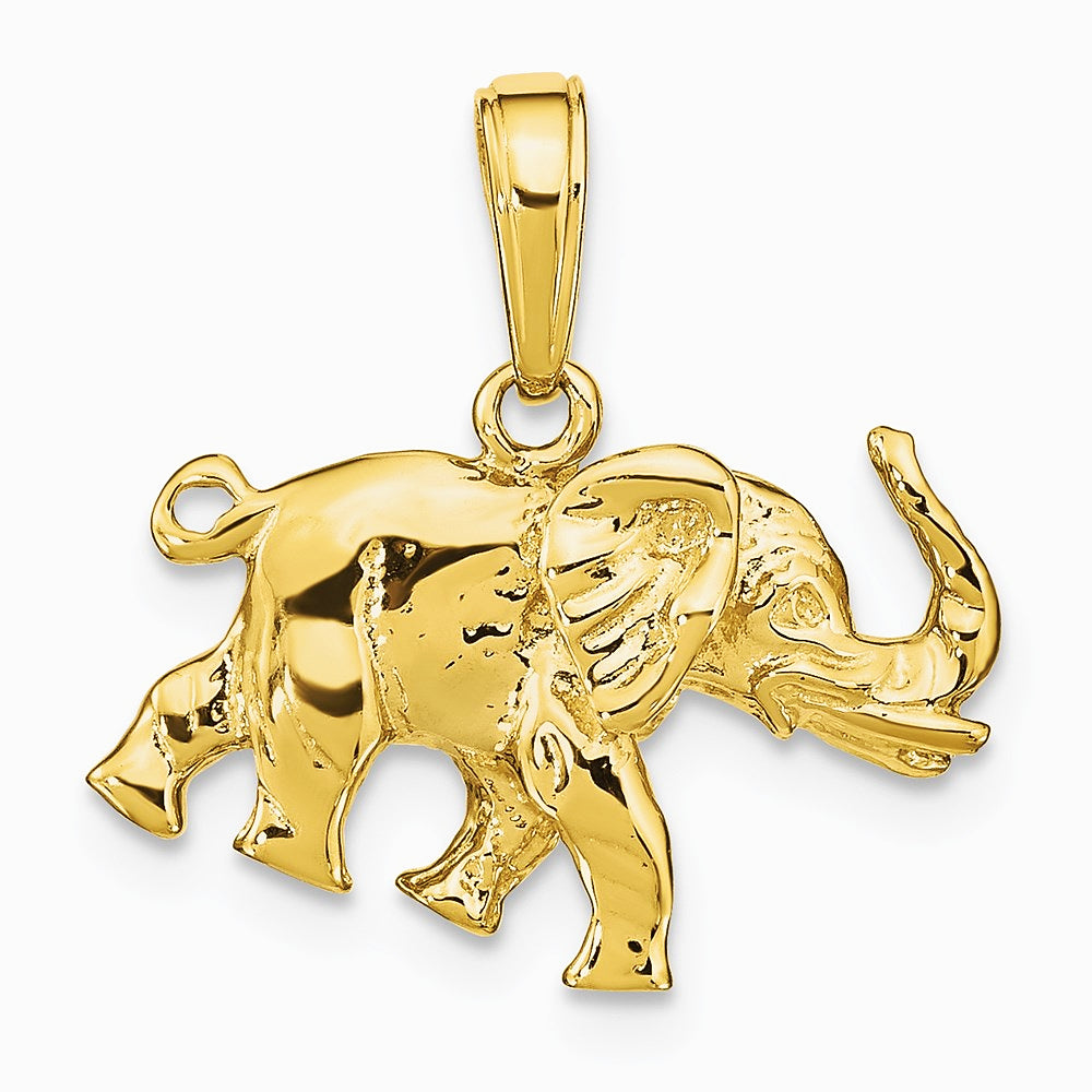 10K / 14K Yellow Gold Polished 3-D Elephant Pendant - Product Photo