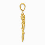 10K / 14K Yellow Gold Solid 3-D Dragon Pendant - Product Photo